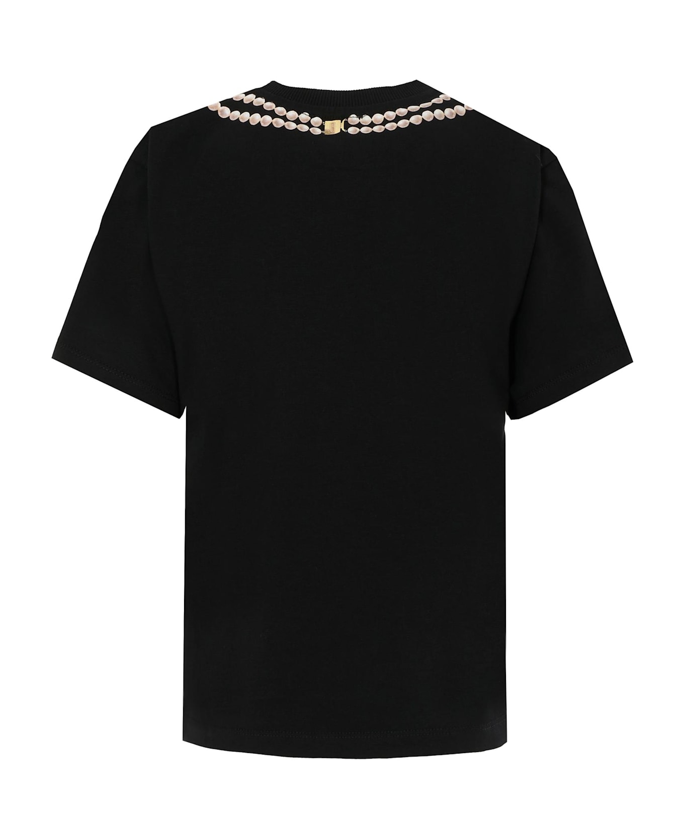Moschino Black T-shirt For Girl With Italian Croissant - Black