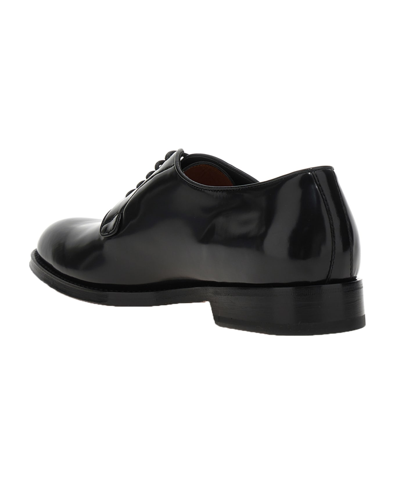 Santoni Shiny Leather Lace Up Shoes - Black  