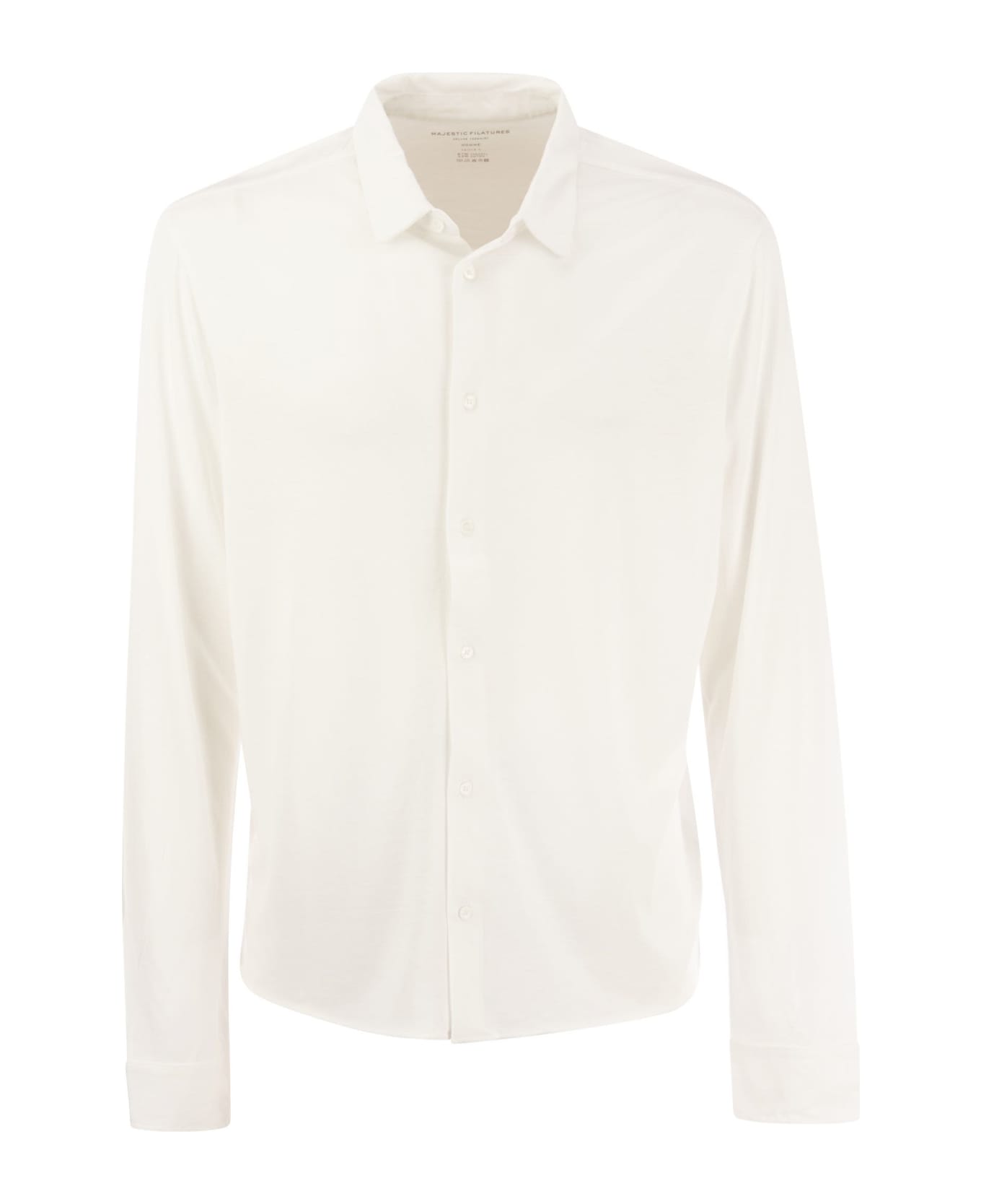 Majestic Filatures Long-sleeved Shirt In Lyocell And Cotton - White シャツ