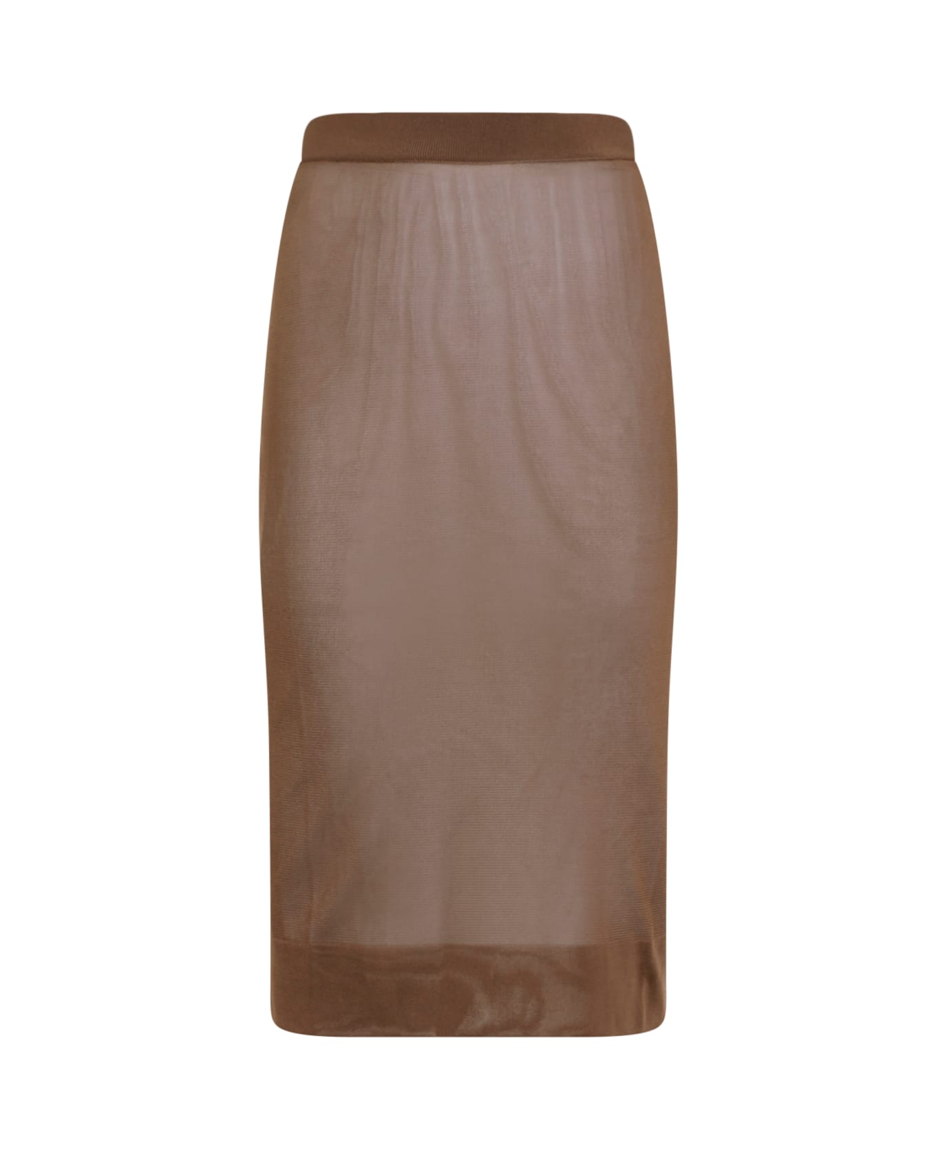 Saint Laurent Viscose Midi Skirt - Brun