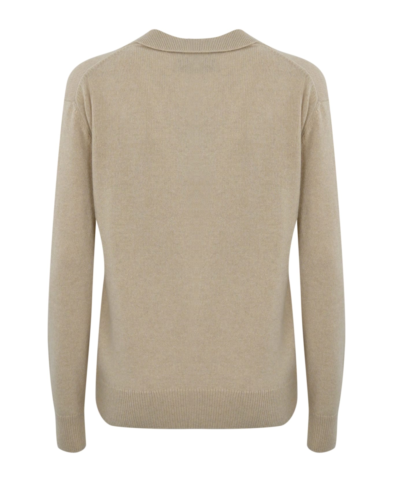 MC2 Saint Barth Eze Sweater With Polo Collar In Wool And Cashmere Blend - Beige