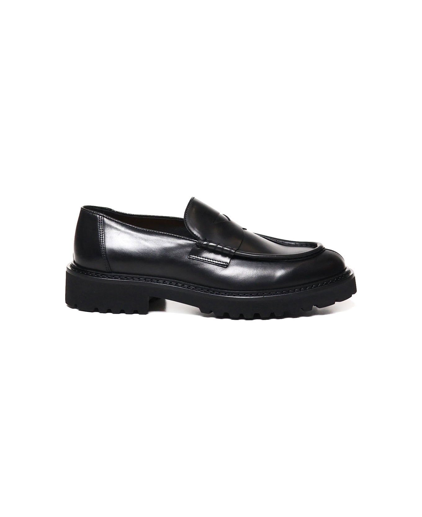 Doucal
s Shiny Calfskin Loafers - NERO+F.DO NERO