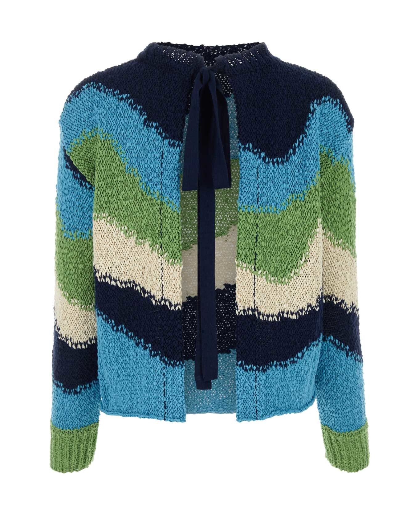Marni Embroidered Cotton Sweater - POWDERBLUE