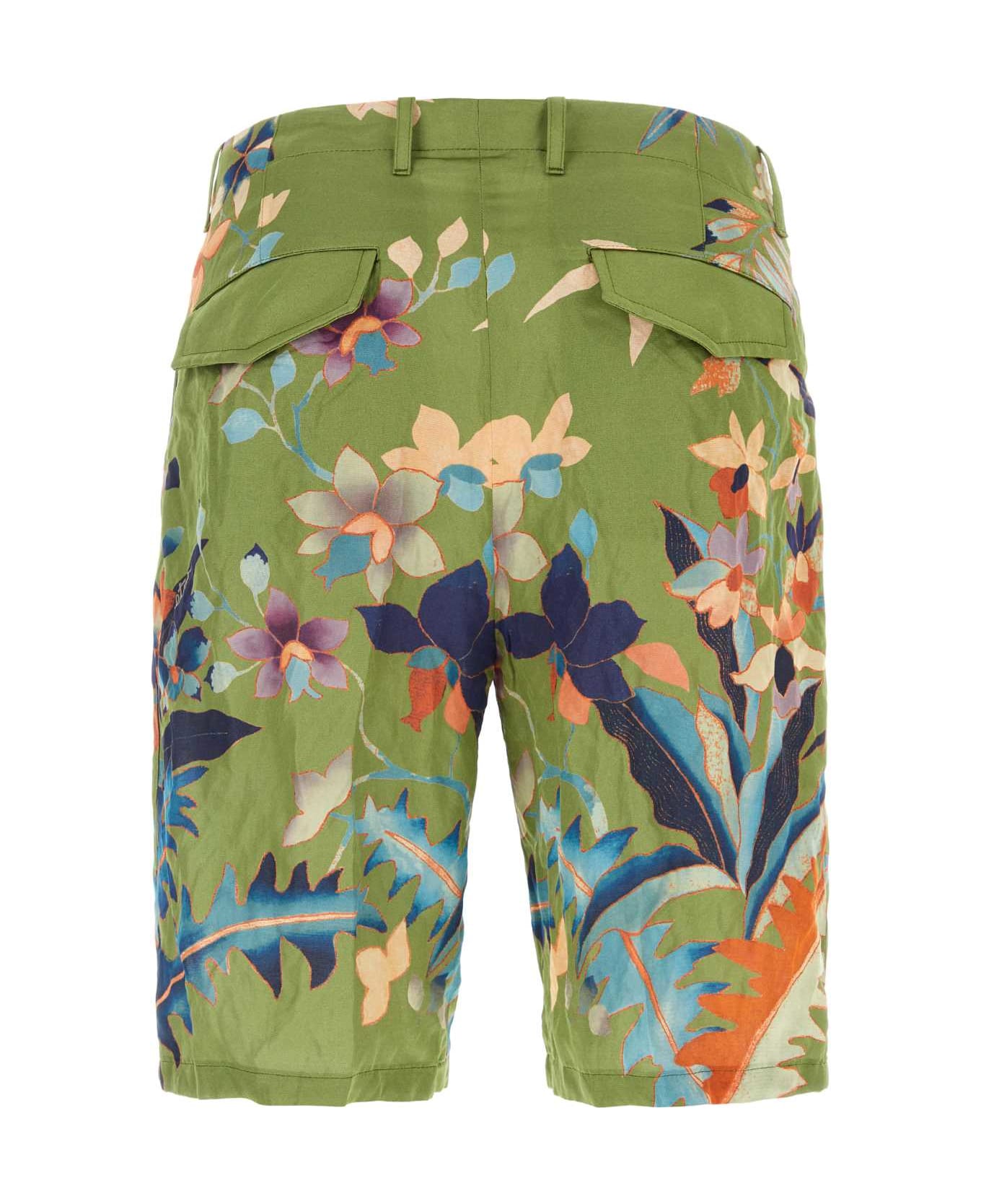 Etro Printed Satin Bermuda Shorts - GREEN