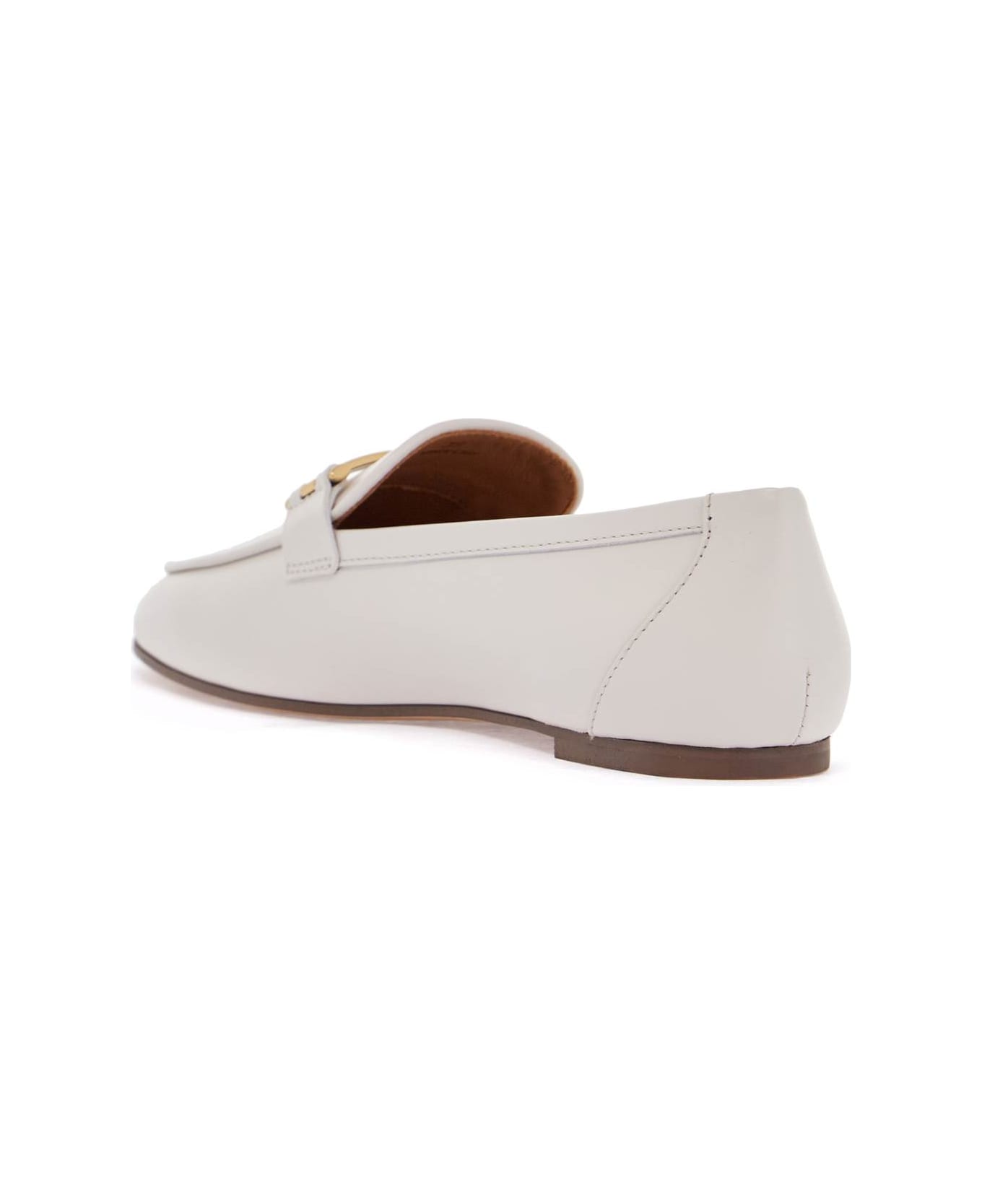 Tod
s White Calfskin Moccasin With Gold Bar And Velcro Closure - MULTICOLOUR