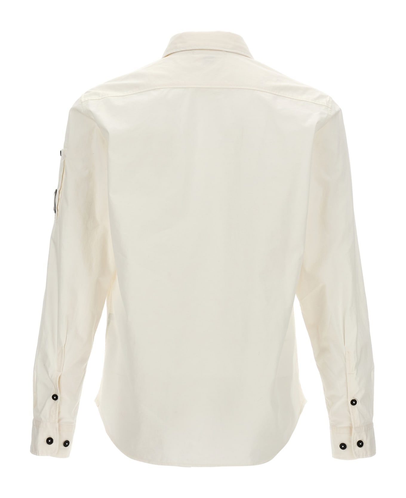 C.P. Company Gabardine Shirt With Logo Badge - White