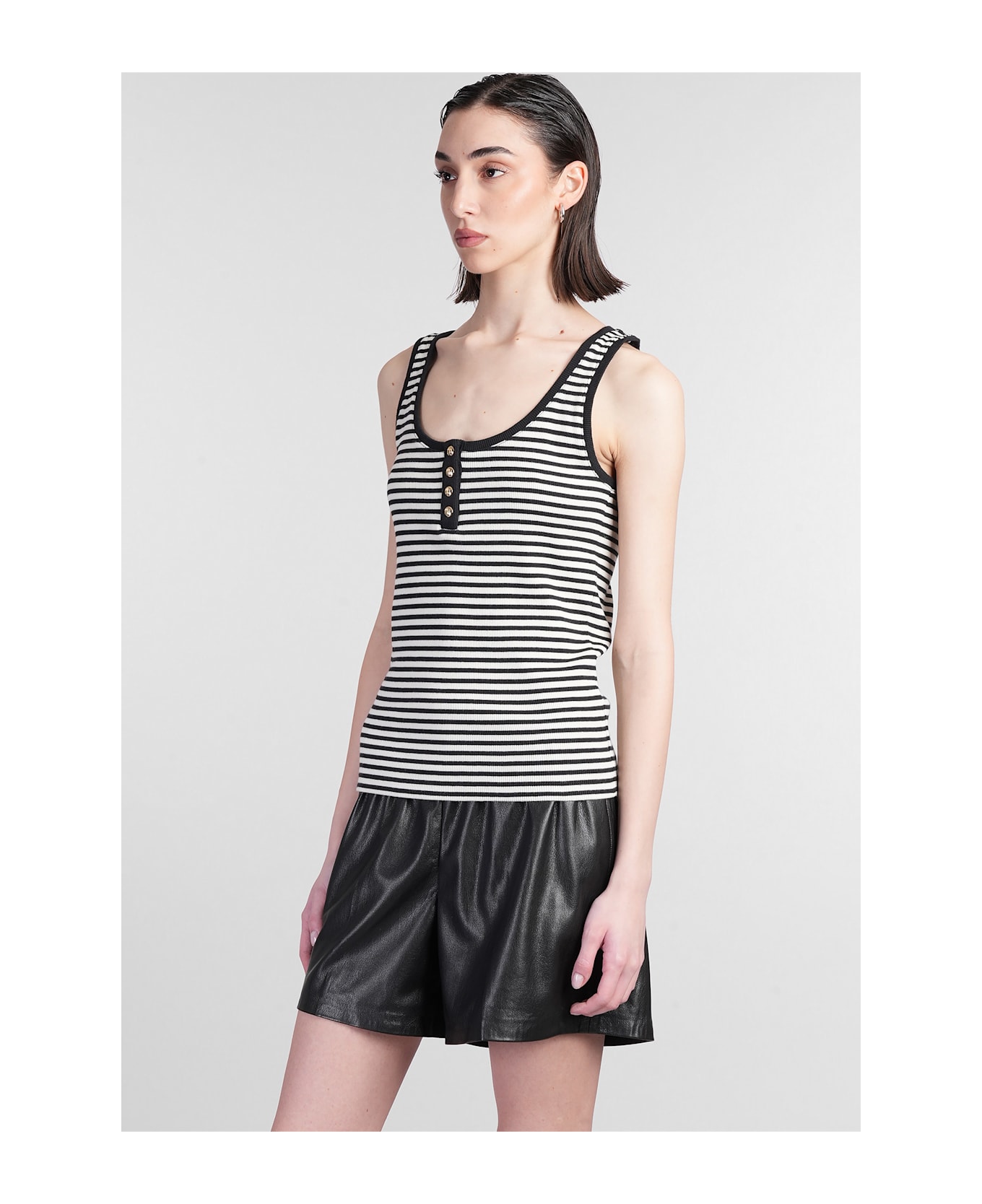 Anine Bing Alessia Tank Top In Black Cotton - Multicolore
