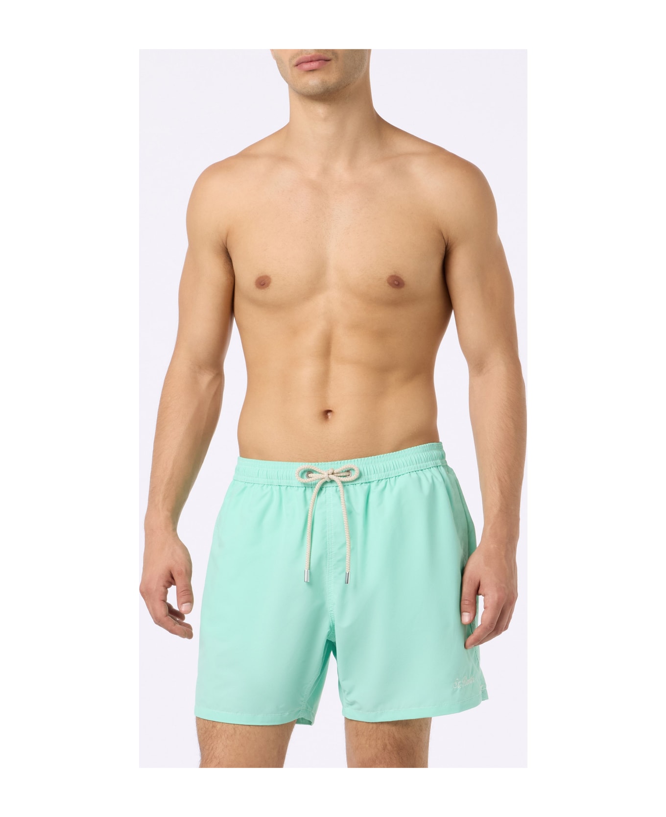 MC2 Saint Barth Man Sage Green Mid-length Swim Shorts Patmos - GREEN