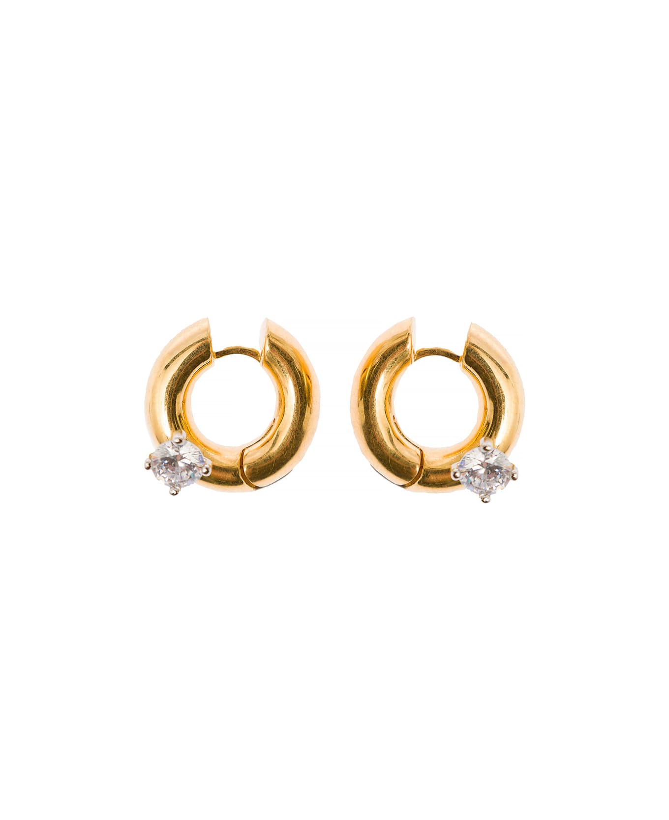 Panconesi Gold Tone Hoops Earrings With Zircons In Gold Plated Brass Woman - Metallic