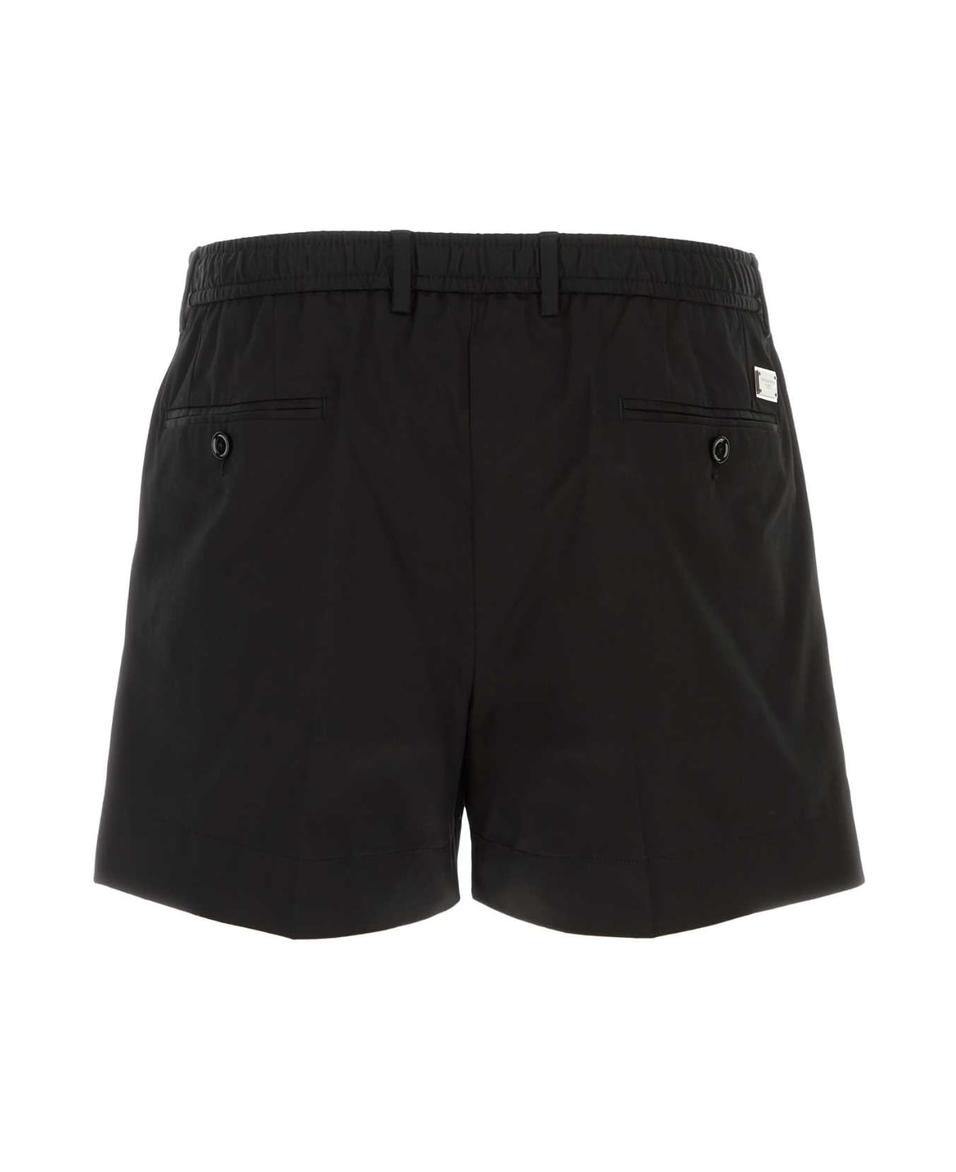 Dolce & Gabbana Black Gabardine Bermuda Shorts - NERO