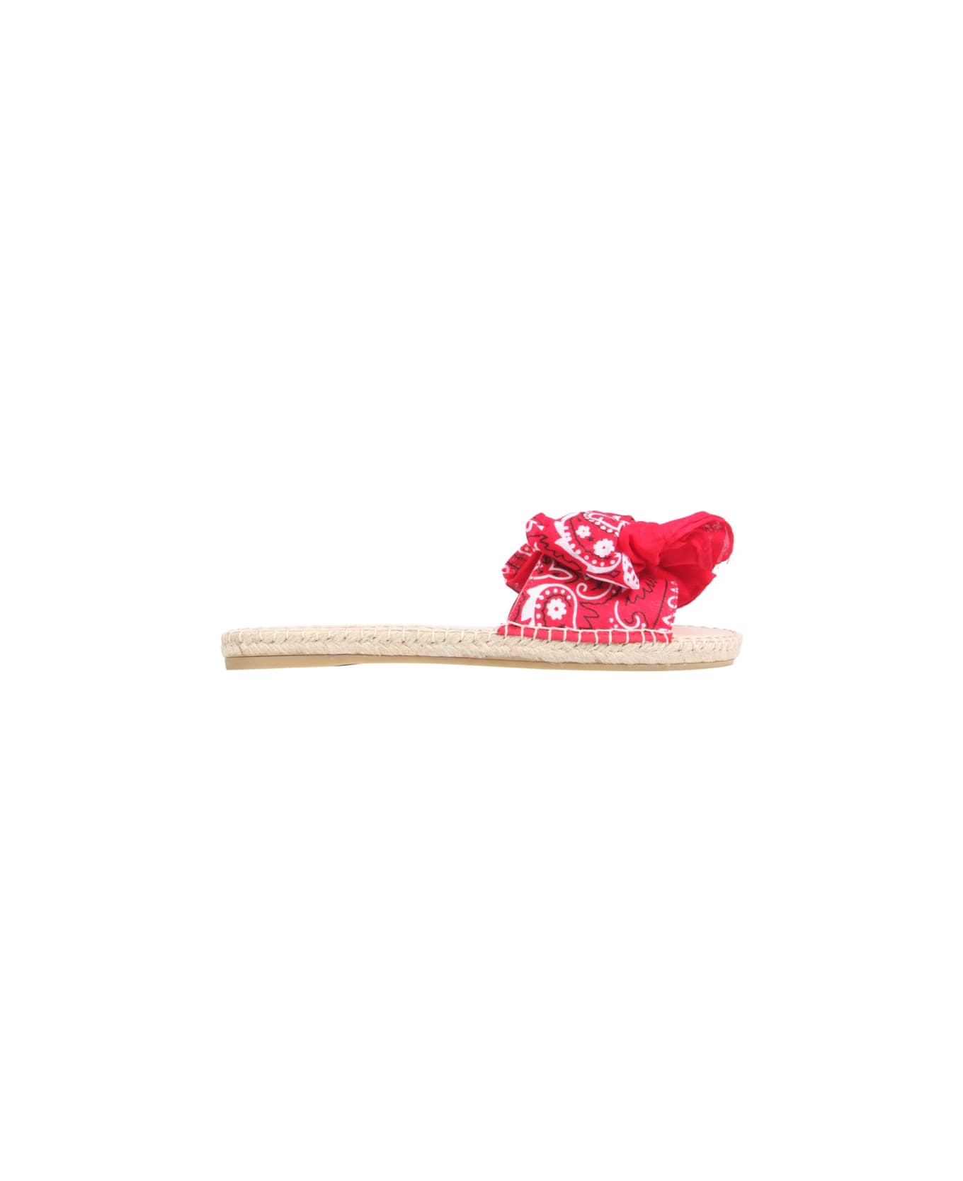 Manebi Low Sandals With Bandana Bow - RED
