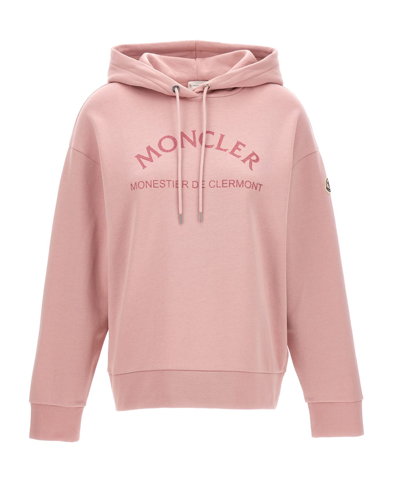 Moncler Logo Print Hoodie - Pink フリース