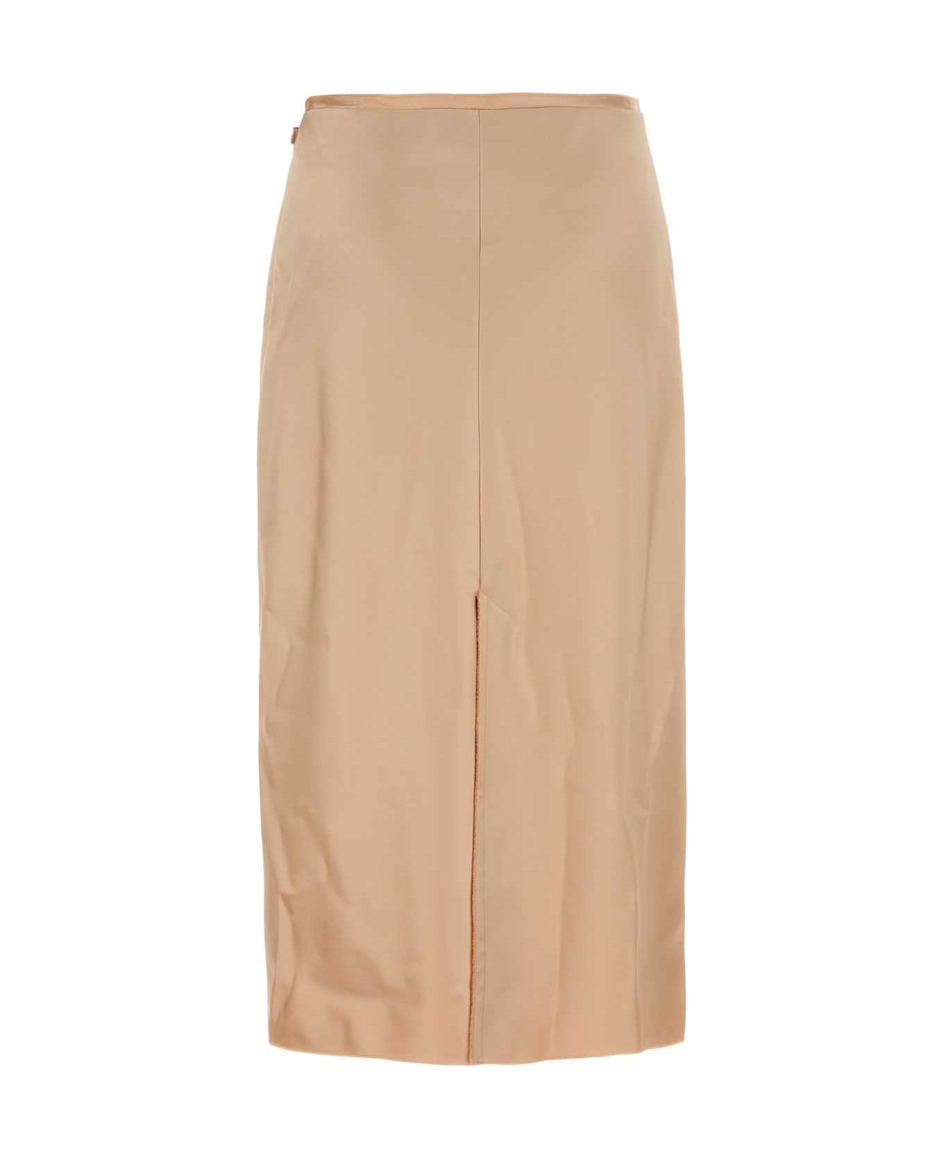 Ami Alexandre Mattiussi Skin Pink Stretch Satin Skirt - POUDRE