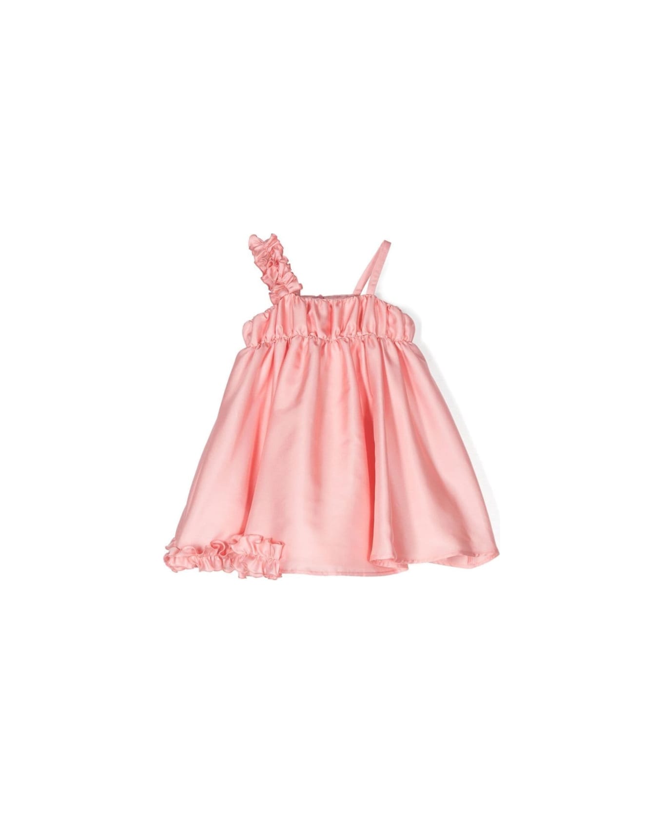 MiMiSol Ruffled Satin Dress - PINK
