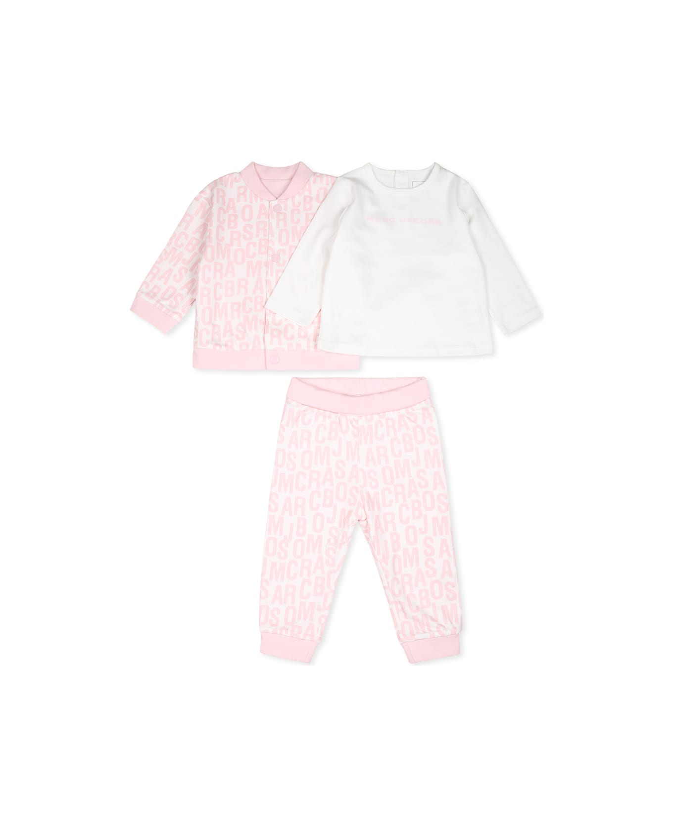 Marc Jacobs Pink Suit For Baby Girl With Logo - Pink