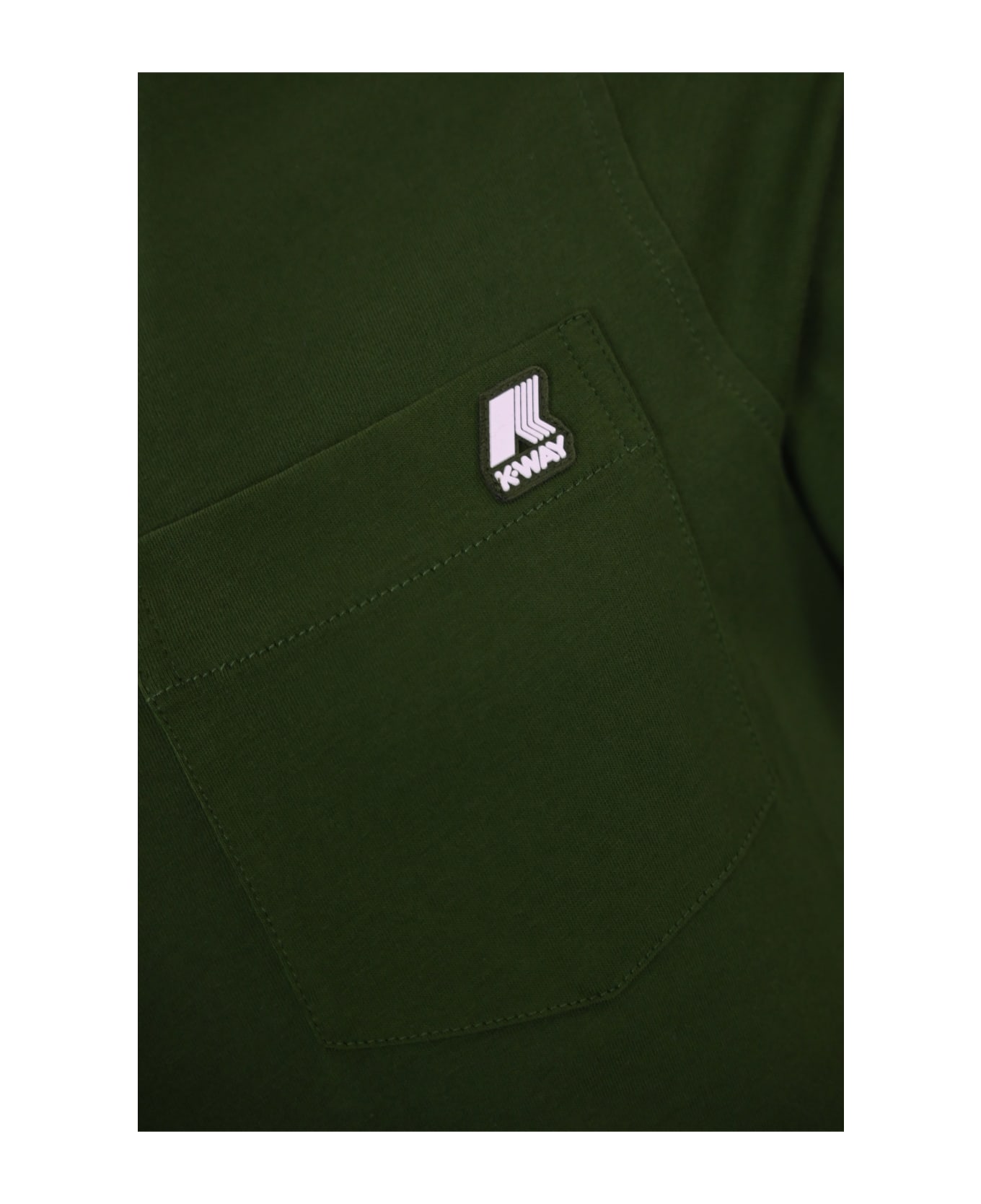 K-Way T-shirt With Rubber Logo - Verde