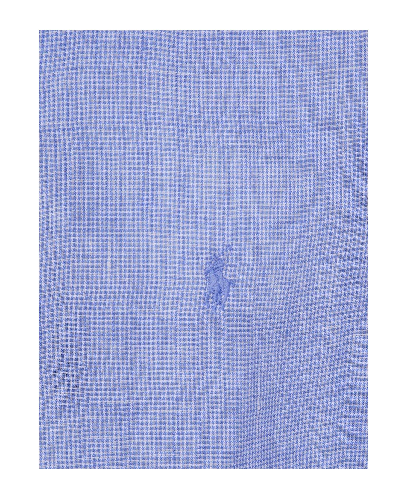 Ralph Lauren Polo Pony Embroidered Buttoned Shirt - 6555B CABANA BLUE WHITE