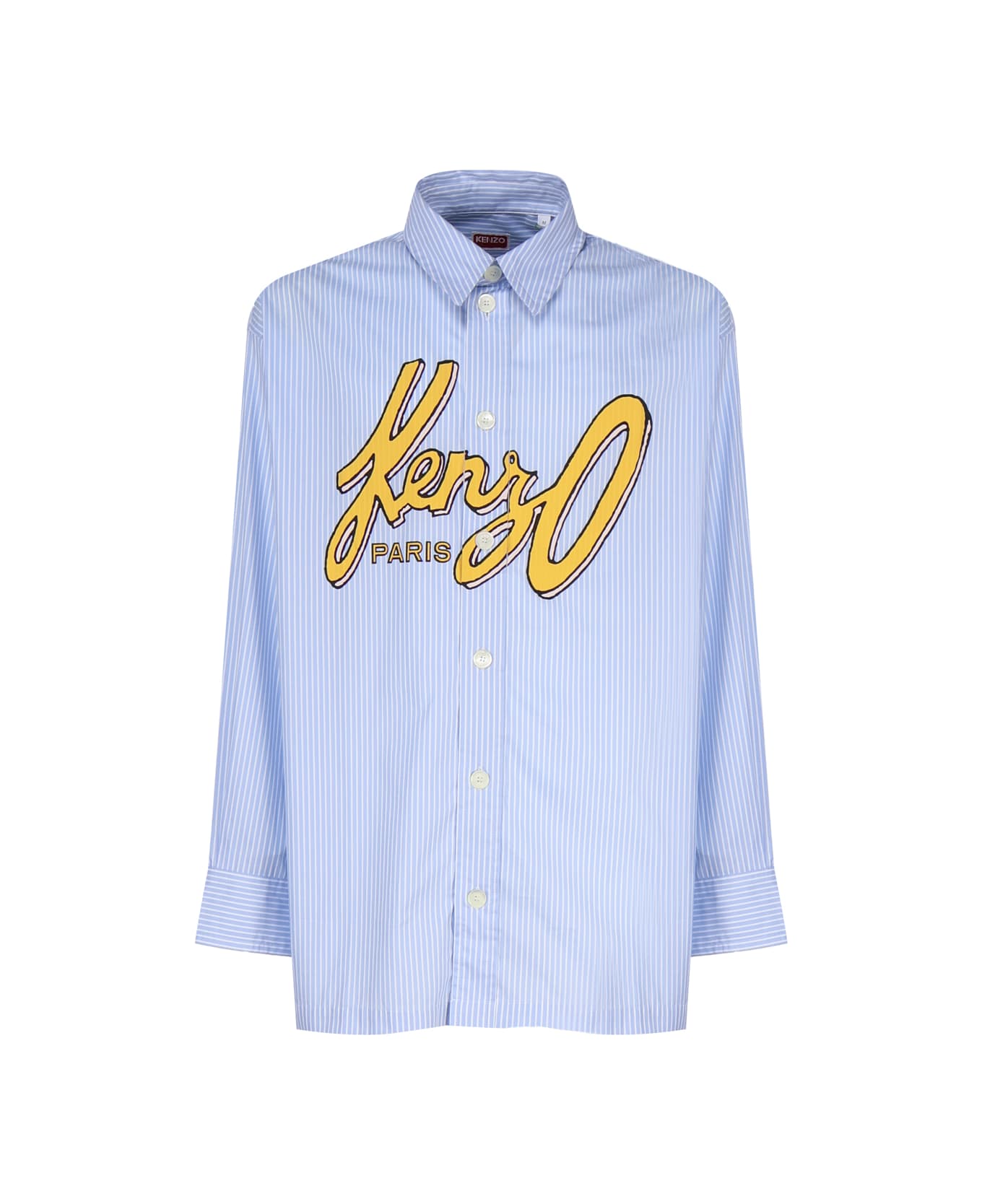 Kenzo Cotton Shirt With Stylized Logo - Blue シャツ