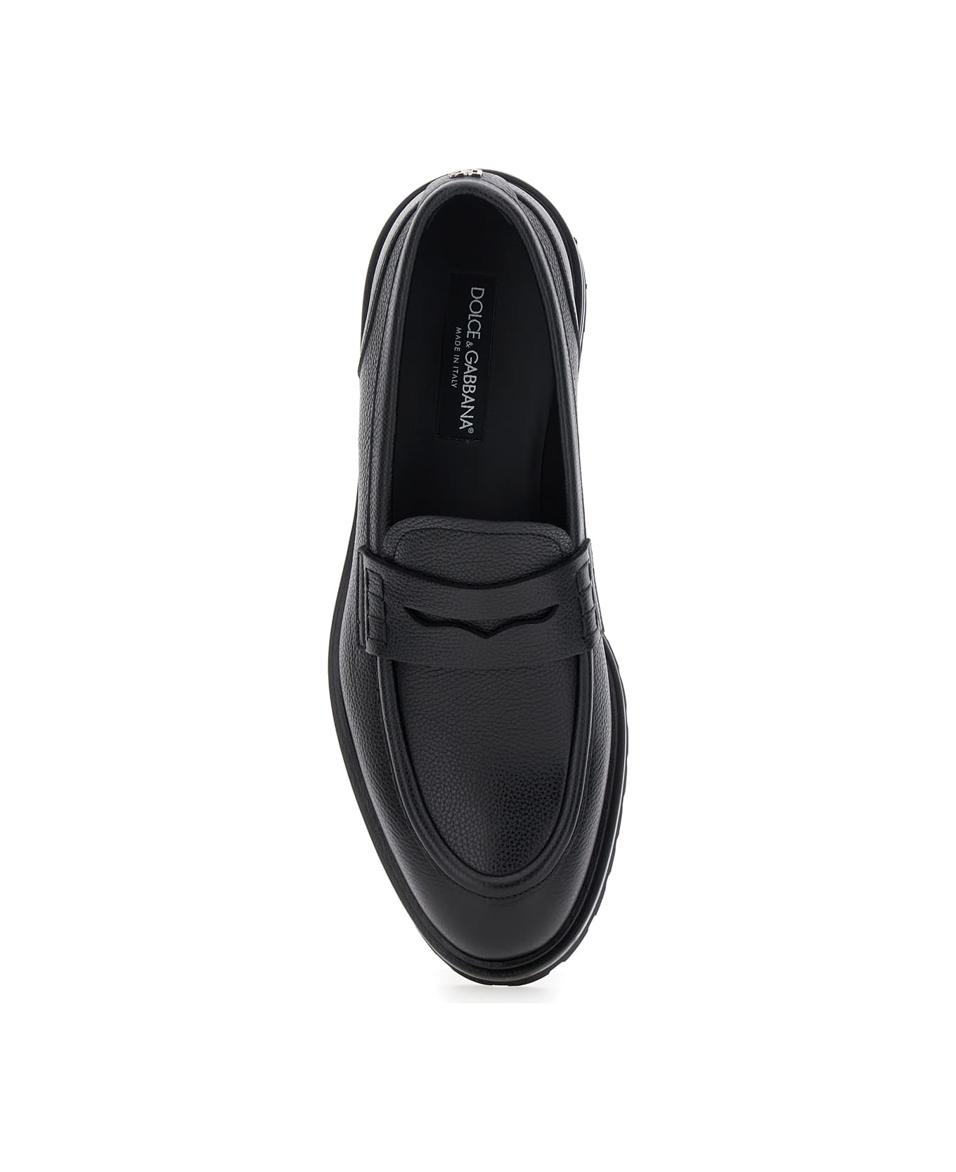 Dolce 
Gabbana 
altavilla
 Black Loafers With Dg Logo On The Heel In Brushed Leather Man - Black