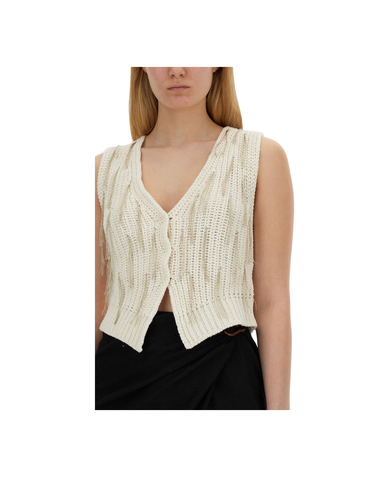 Alysi Knitted Vest - WHITE タンクトップ