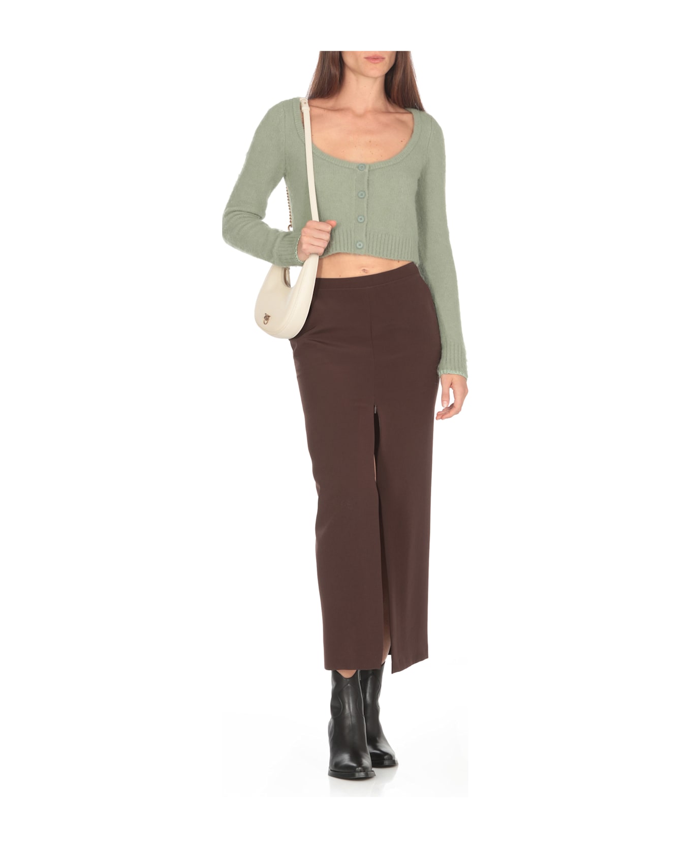 Pinko Colorpoint Sweater With Wide Round Neckline - Green