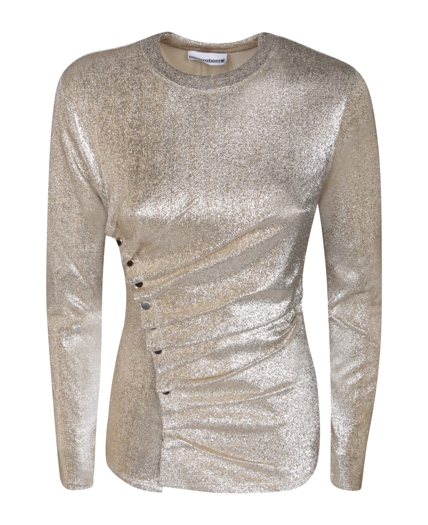 Paco Rabanne Long-sleeved Top In Gold Lurex - Silver Gold