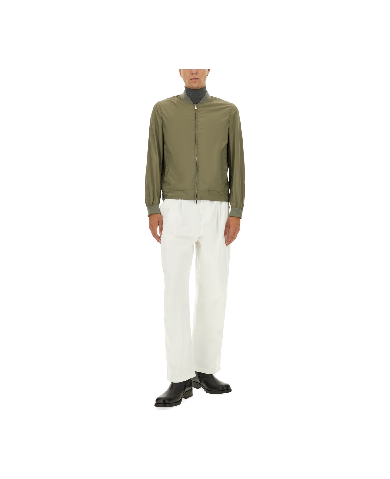 Brunello Cucinelli Bomber With Zip - BROWN