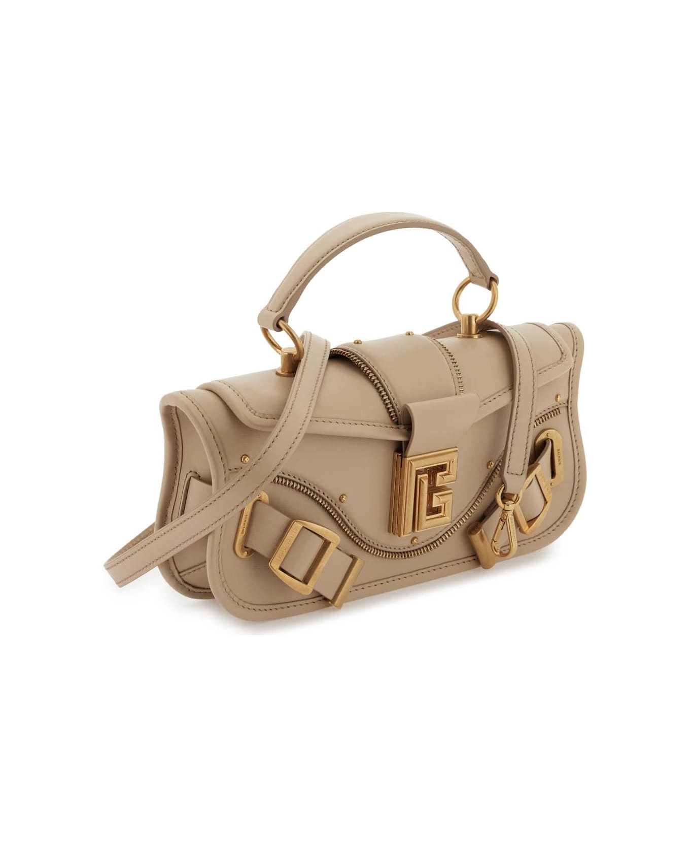 Balmain Baguette Bag With Monogram Buckle - SABLE (Beige)