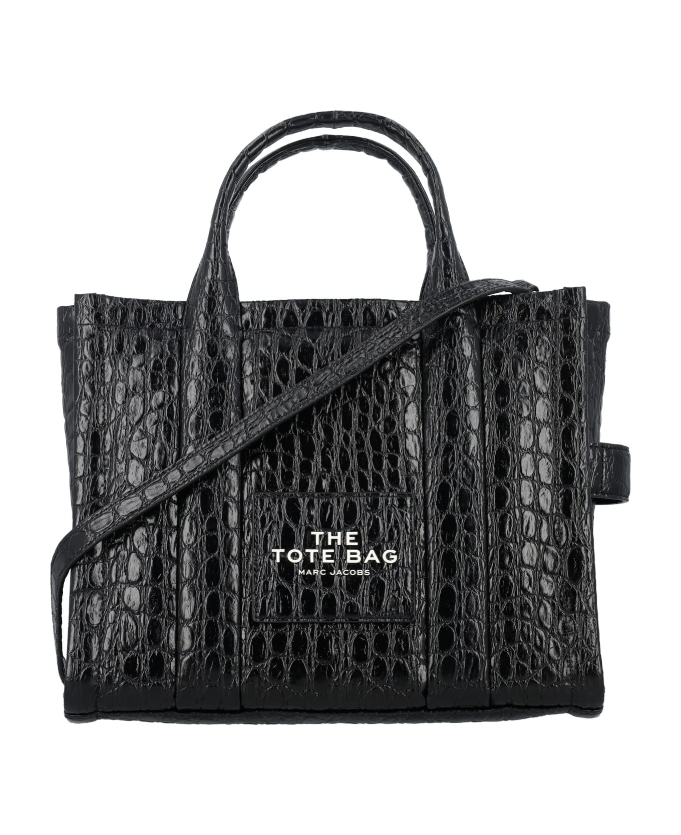 Marc Jacobs The Croc-embossed Medium Tote Bag - BLACK