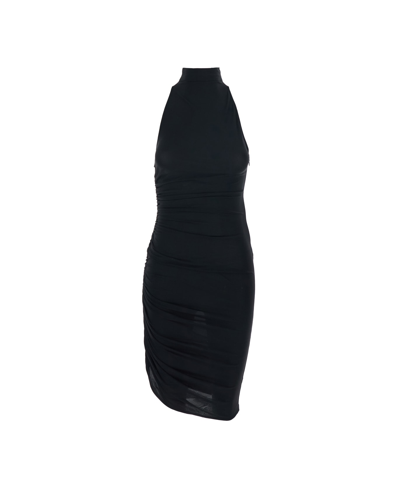 Jacquemus 
la Robe Piazza Courte
 Black Dress With High Neck And Ruffle Details In Black Fabric - Black