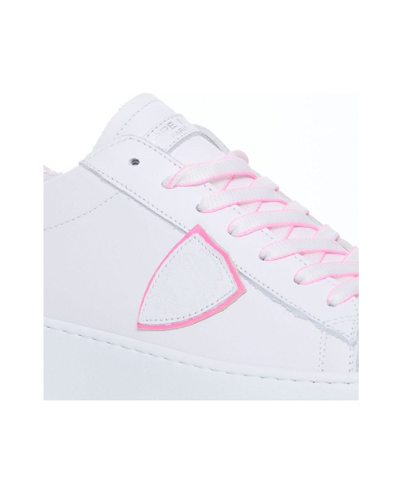Philippe Model Tres Temple Lace Up Sneakers - Blanc Fucsia