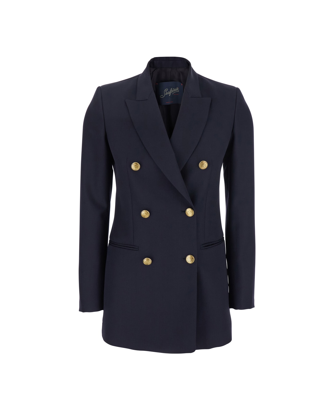 The Seafarer 
betty
 Blue Jacket With Shoulder Pads And Metallic Buttons In Virgin Wool Woman - Blu