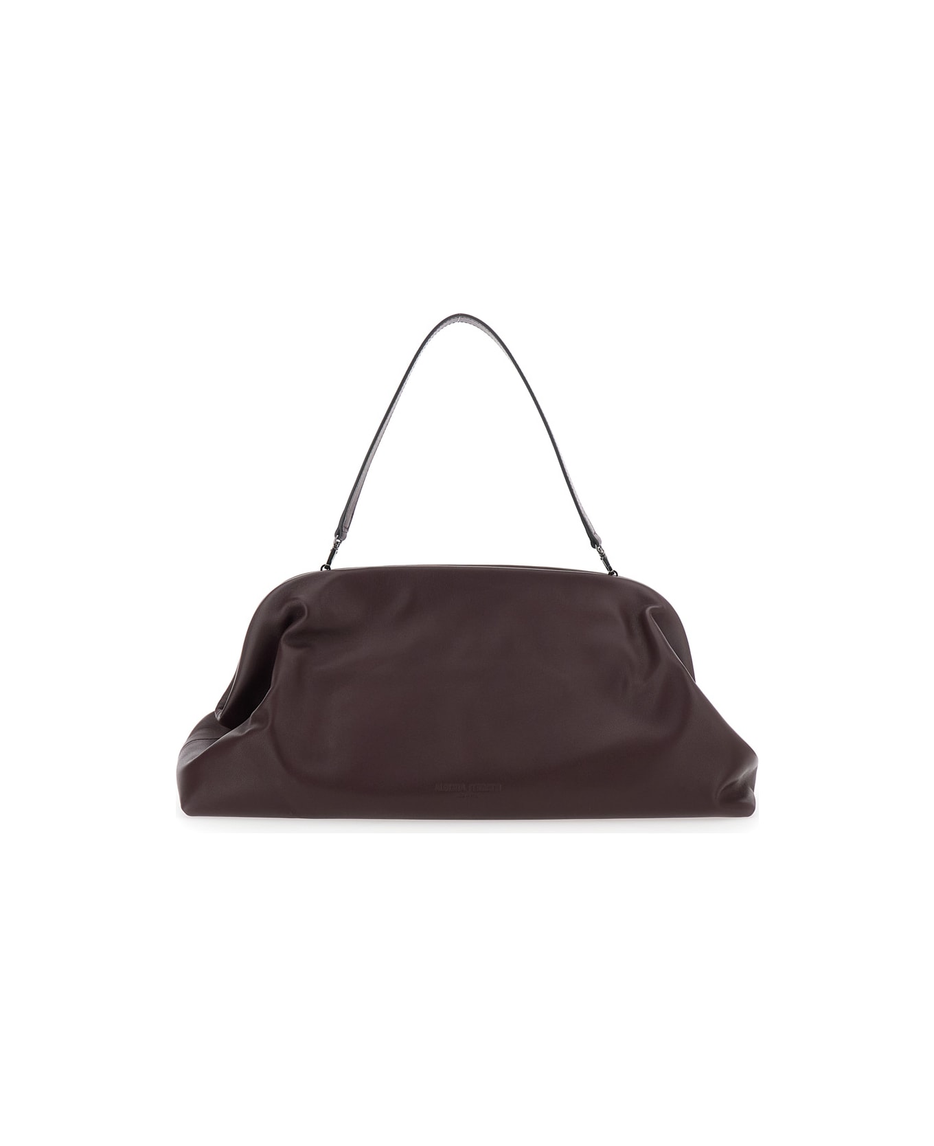 Alberta Ferretti Brown Handbag With Removable Handle And Clasp Closure In Leather Woman - Brown
