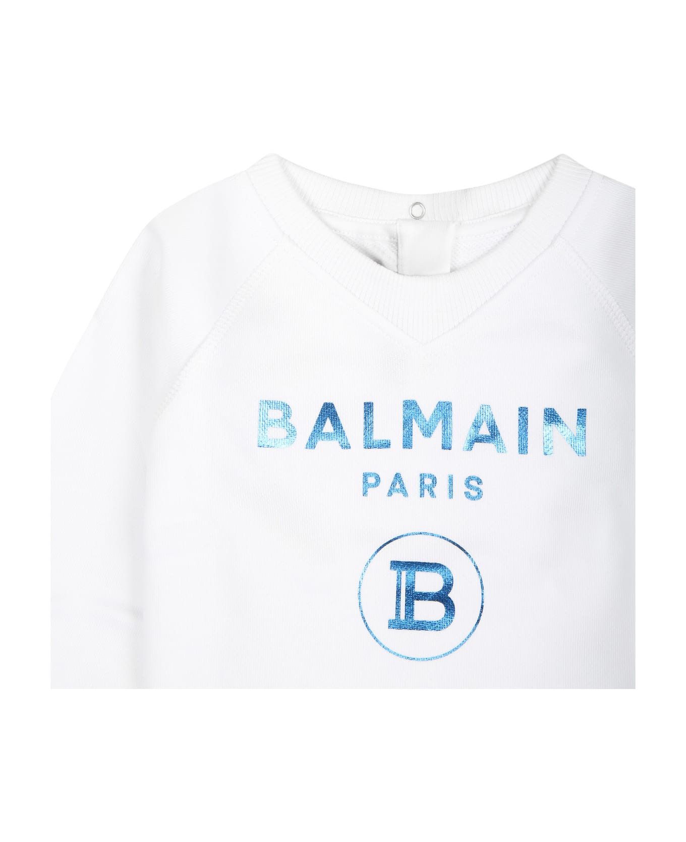 Balmain White Sweatshirt For Babykids With Logo - White ニットウェア＆スウェットシャツ