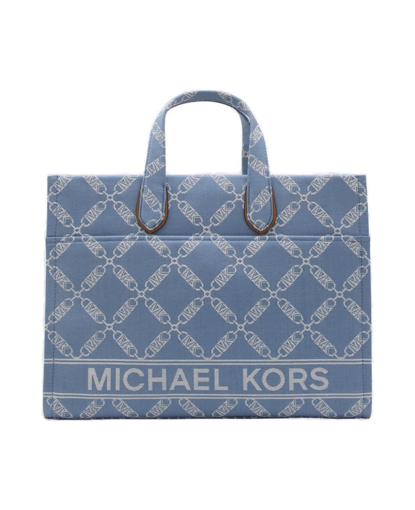 MICHAEL Michael Kors All-over Logo Jacquard Tote Bag - Denim Multi トートバッグ