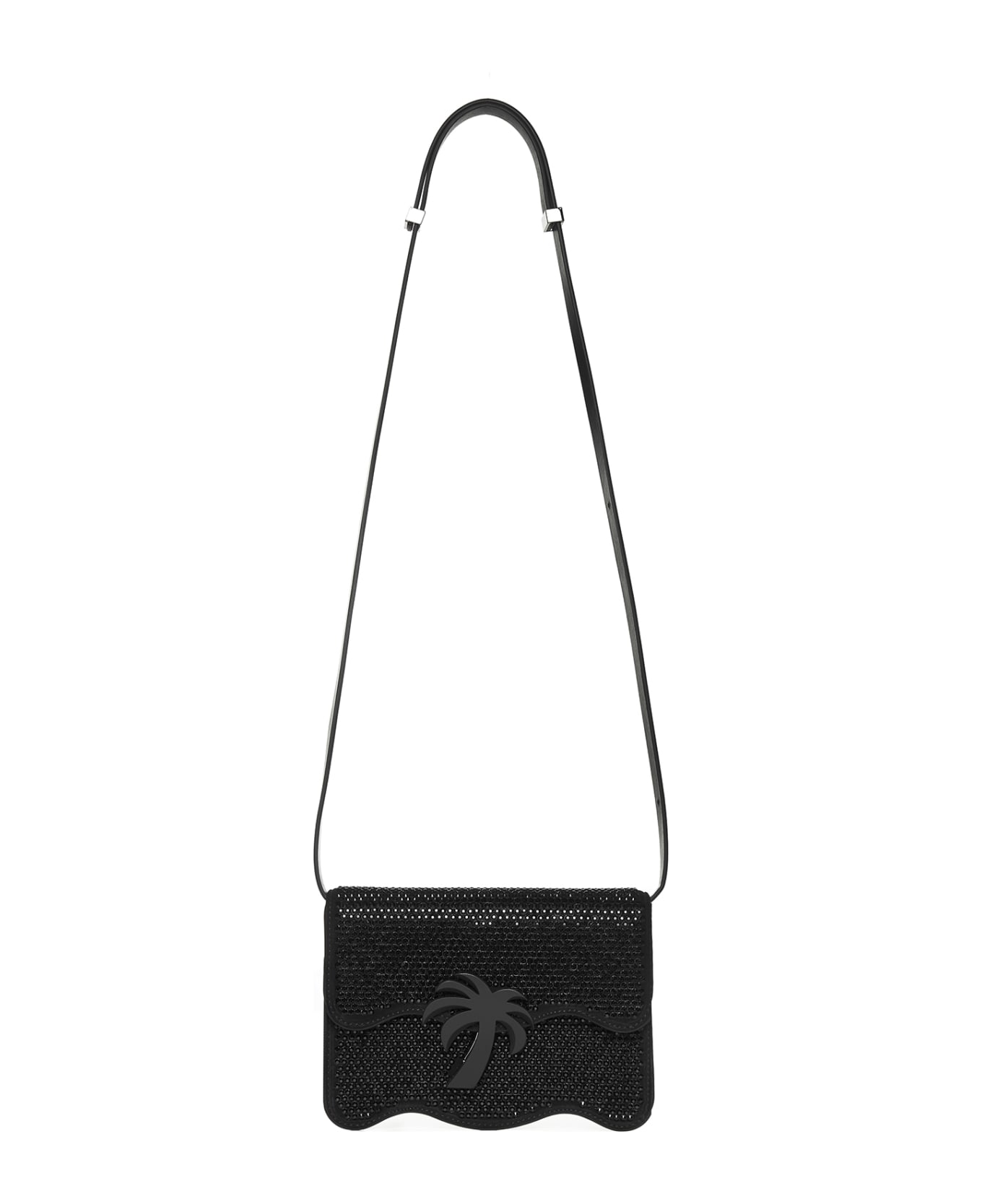 Palm Angels Embellished Suede Palm Beach Crossbody Bag - Black