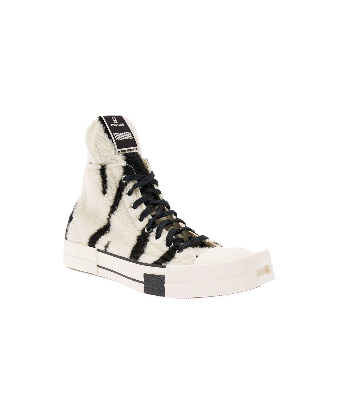 DRKSHDW Black And White Shearling Sneakers In Cotton Woman - Grey