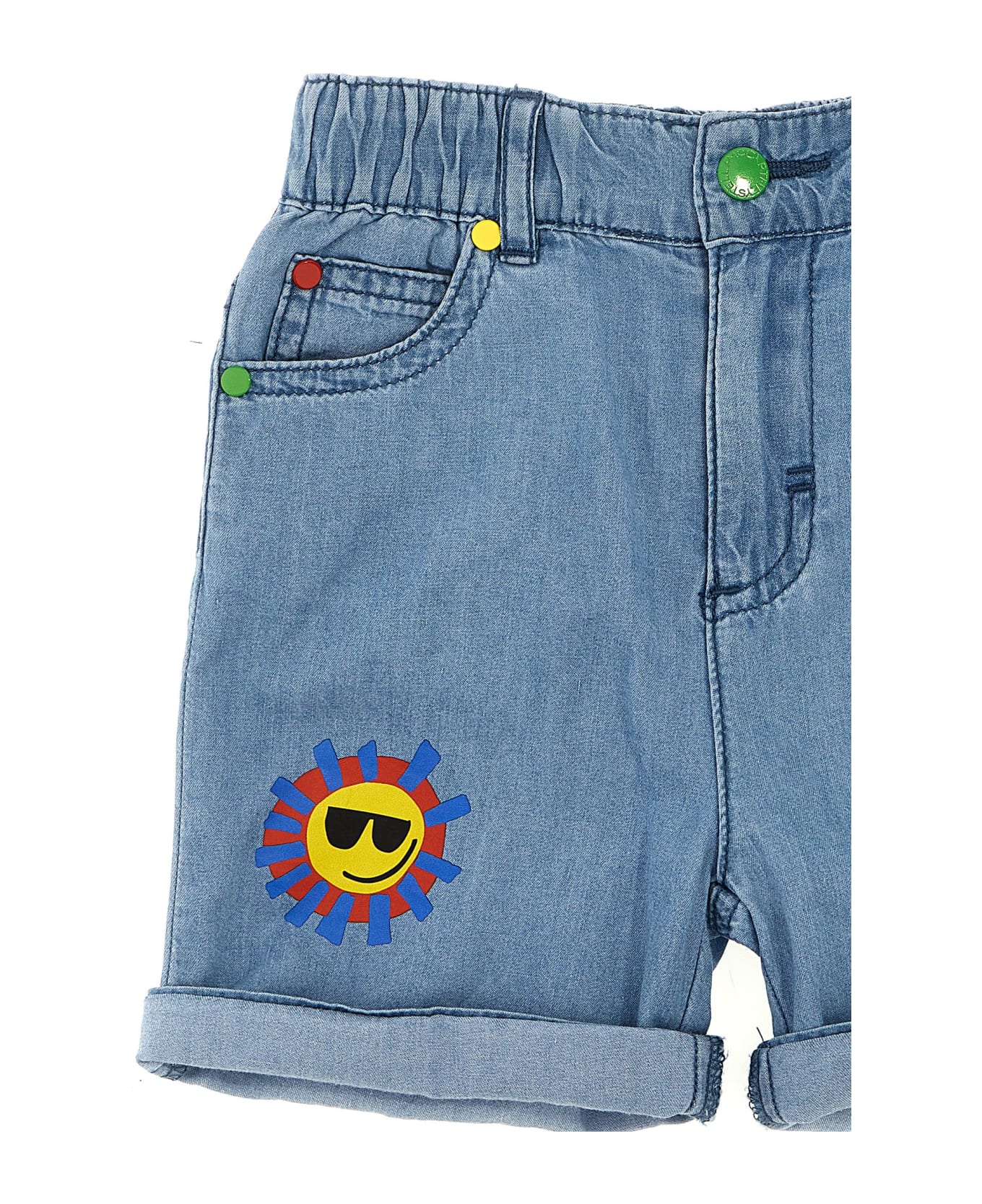 Stella McCartney Kids Printed Denim Shorts - Light Blue