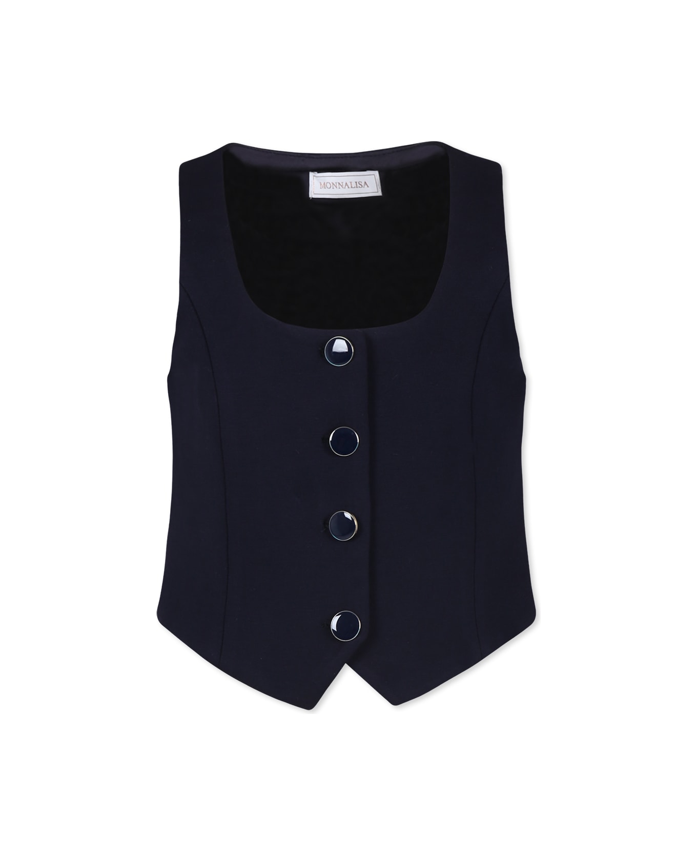 Monnalisa Blue Waistcoat For Girl With Logo - Blue