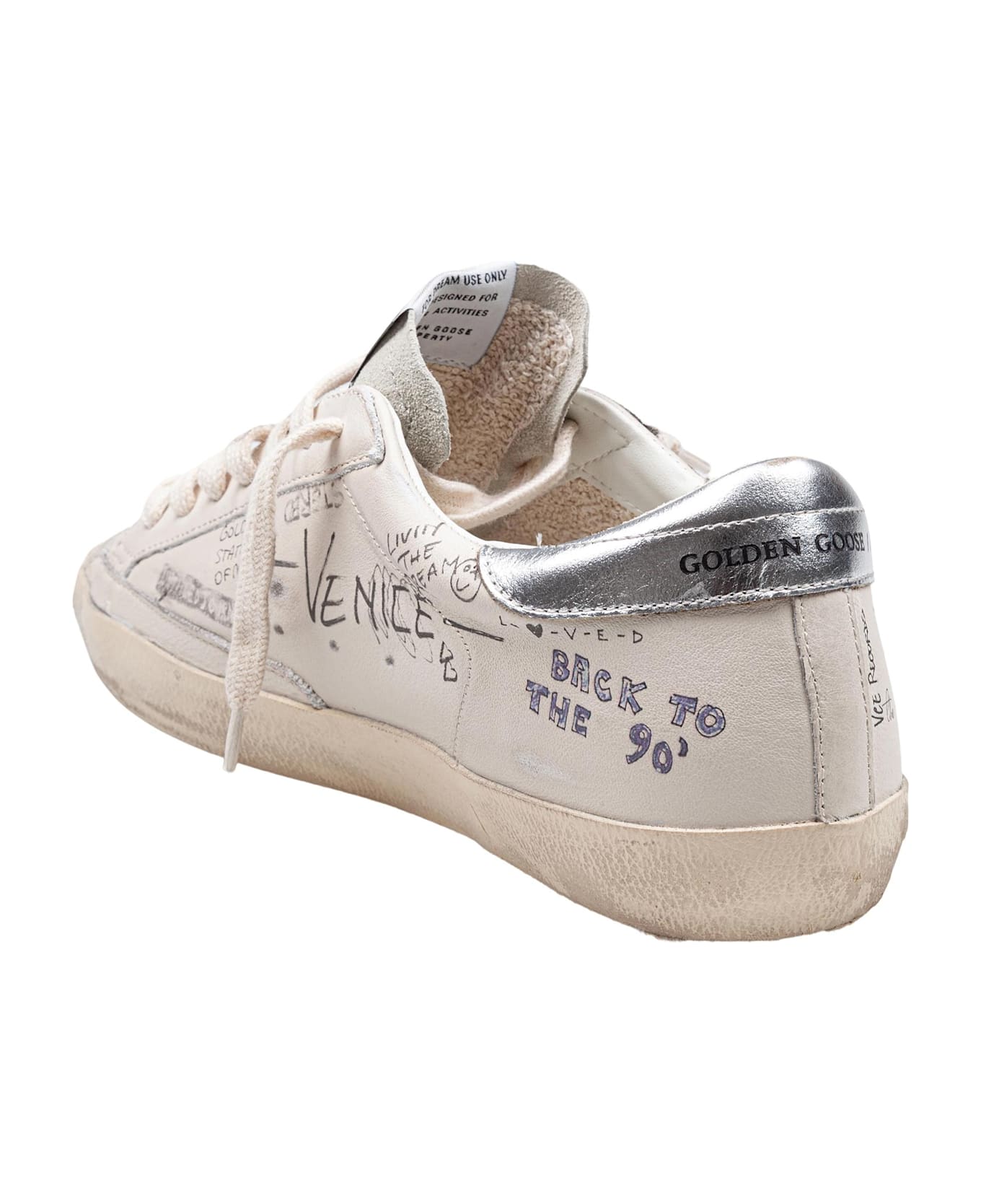 Golden Goose Super Star Sneakers In Leather And Suede Color White And Silver - White/Silver