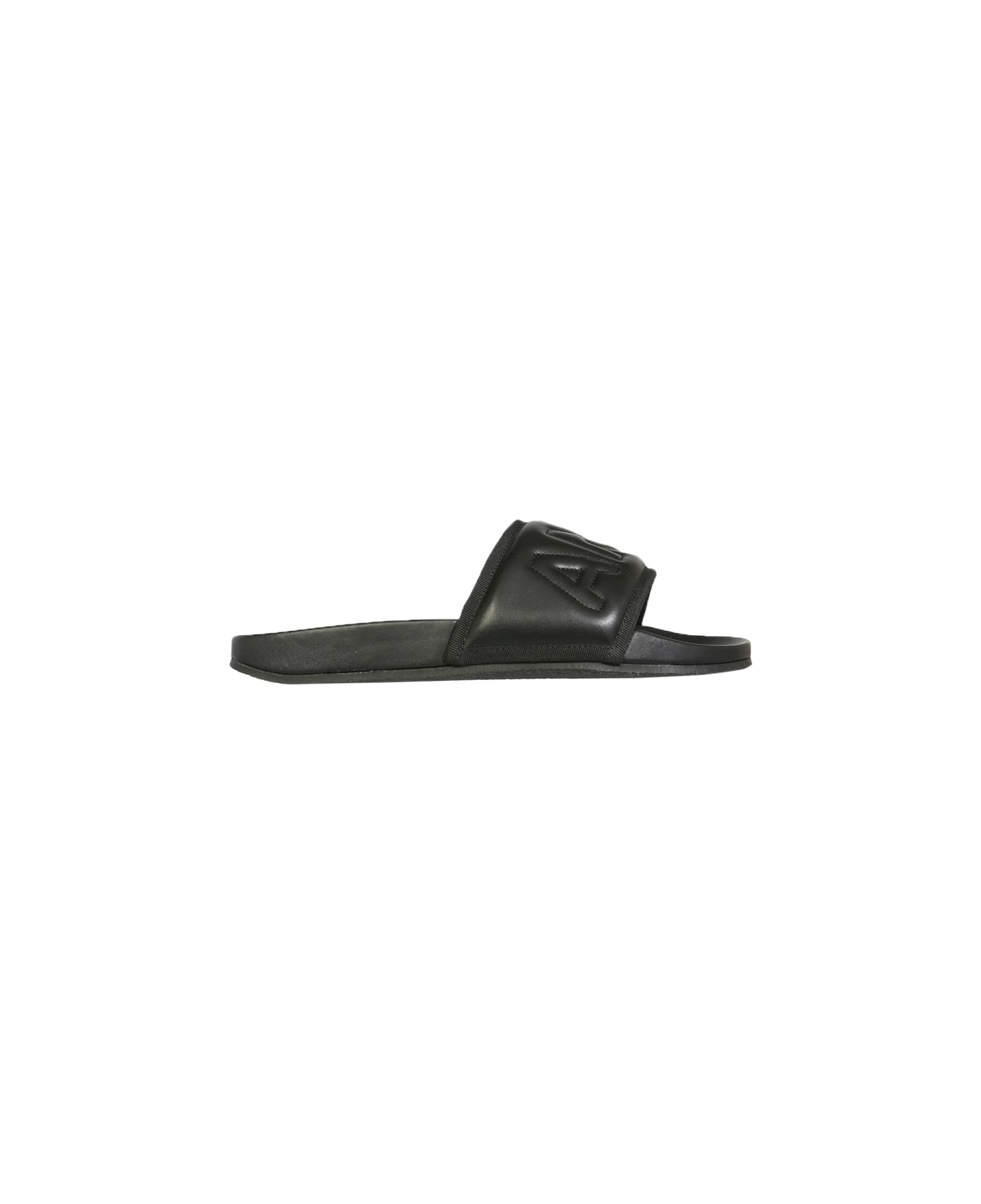 AMBUSH Leather Slide Sandals - BLACK