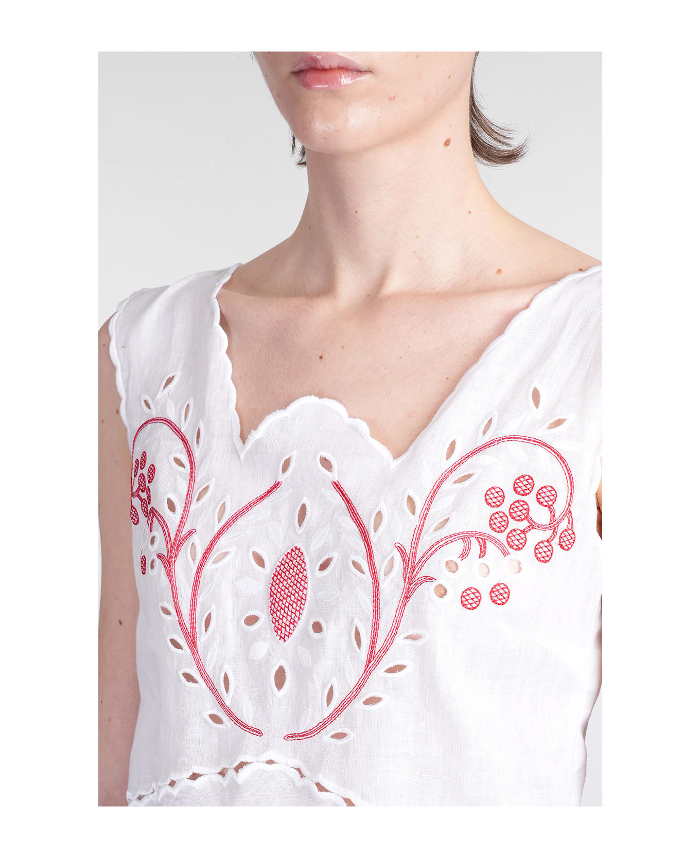 Holy Caftan Athina Long Dress In White Linen - white