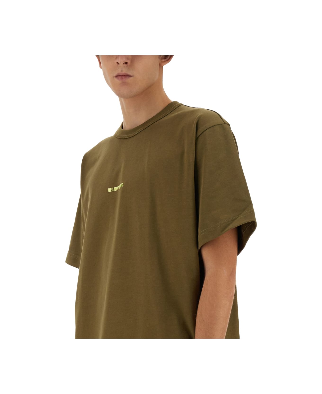 Helmut Lang Logo Print T-shirt - MILITARY GREEN シャツ