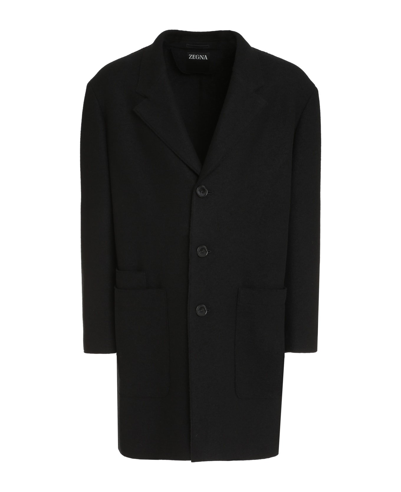 Zegna Single-breasted Wool Coat - black