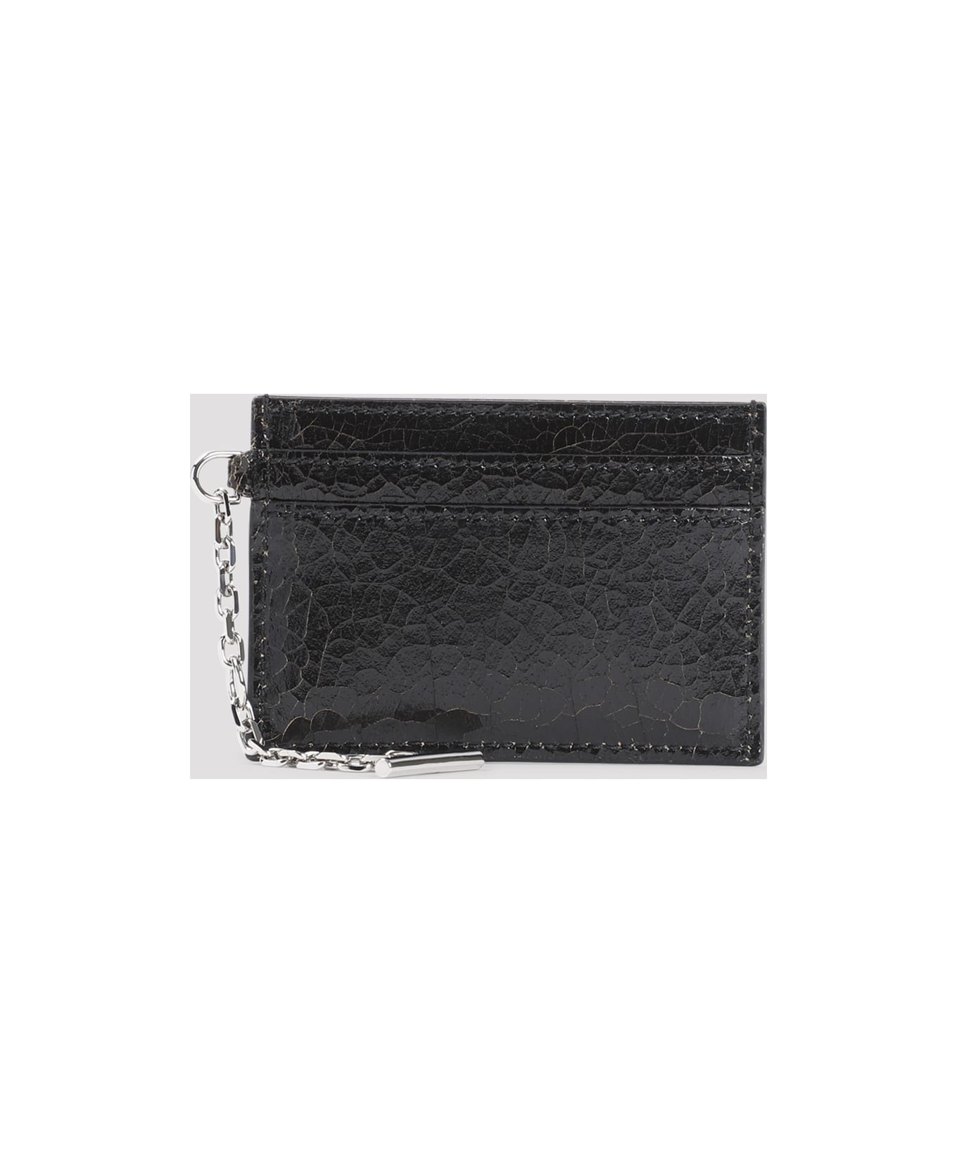 Alexander McQueen Black Leather Card Holder - Black Caramel Silver