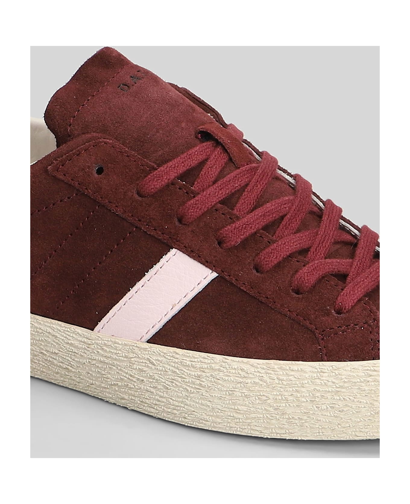 D.A.T.E. Hill Low Suede Sneakers In Bordeaux Suede And Leather - Bordeaux