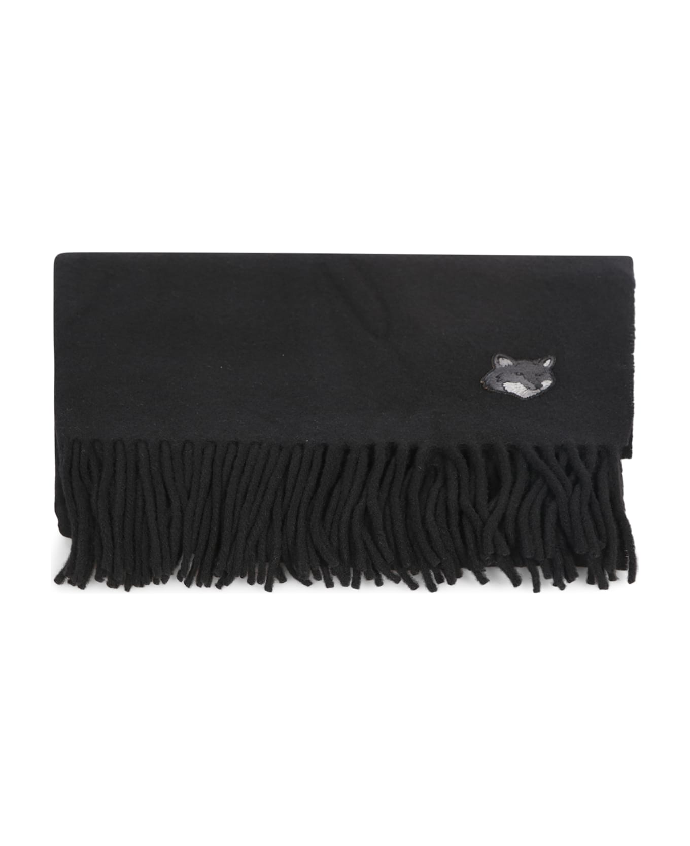 Maison Kitsuné Bold Fox Head Black Scarf - Black