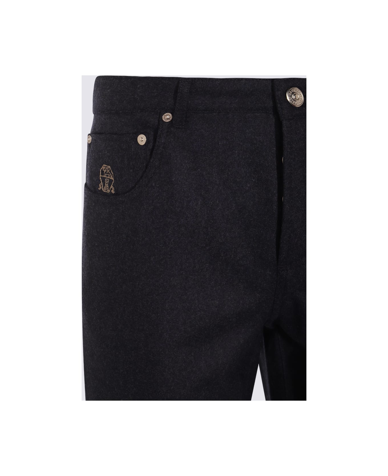 Brunello Cucinelli Navy Wool Pants - Blue