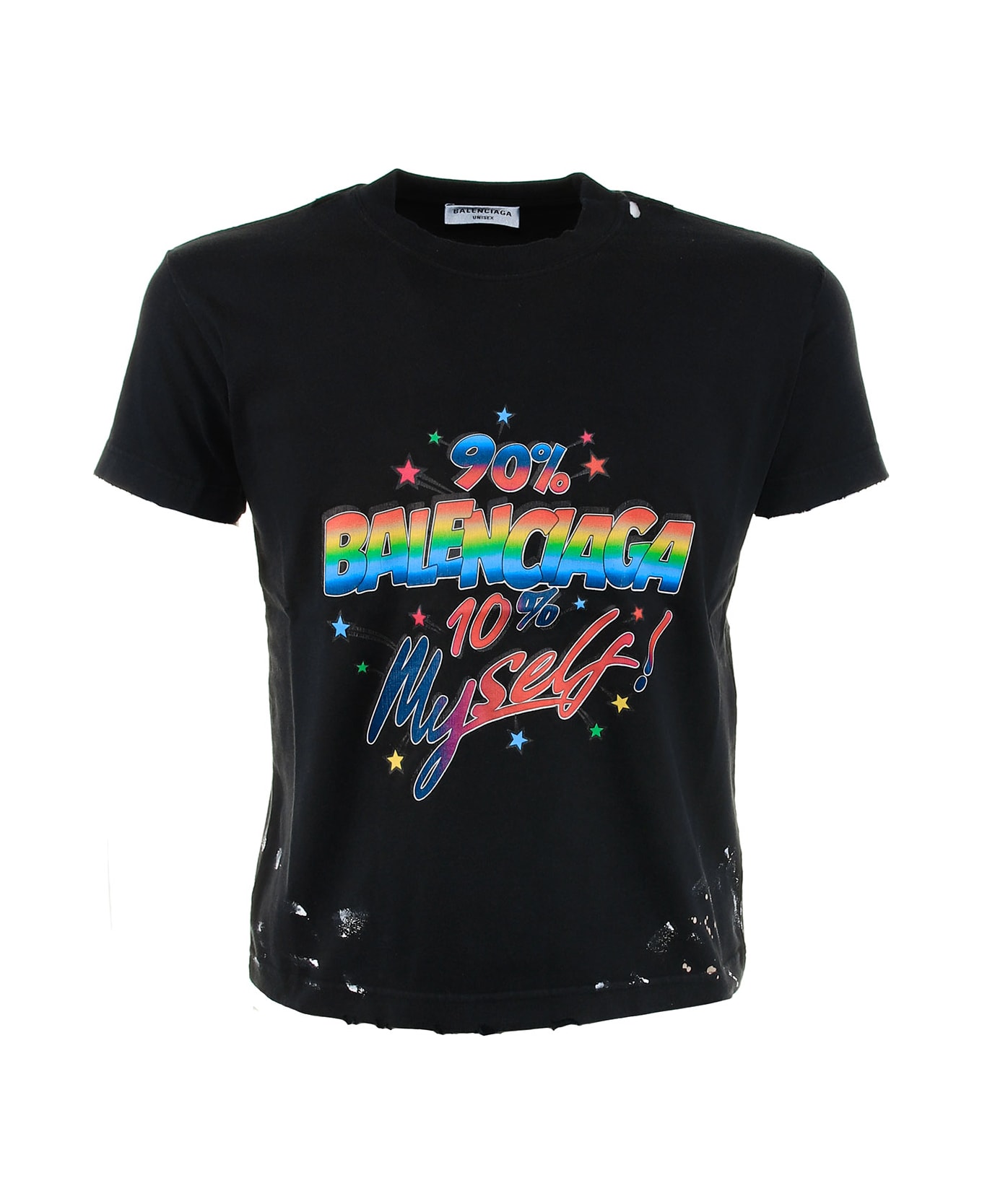 Balenciaga T-shirt With Multicolored Logo - WASHED BLACK