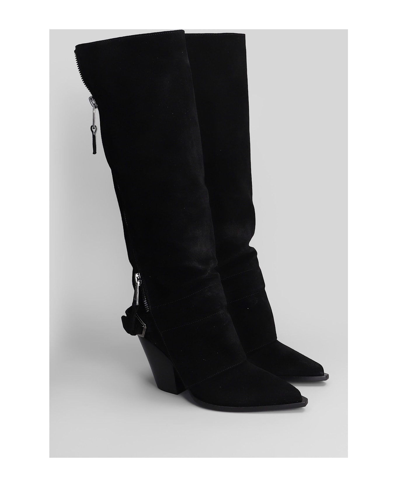 Elena Iachi Texan Boots In Black Suede - black